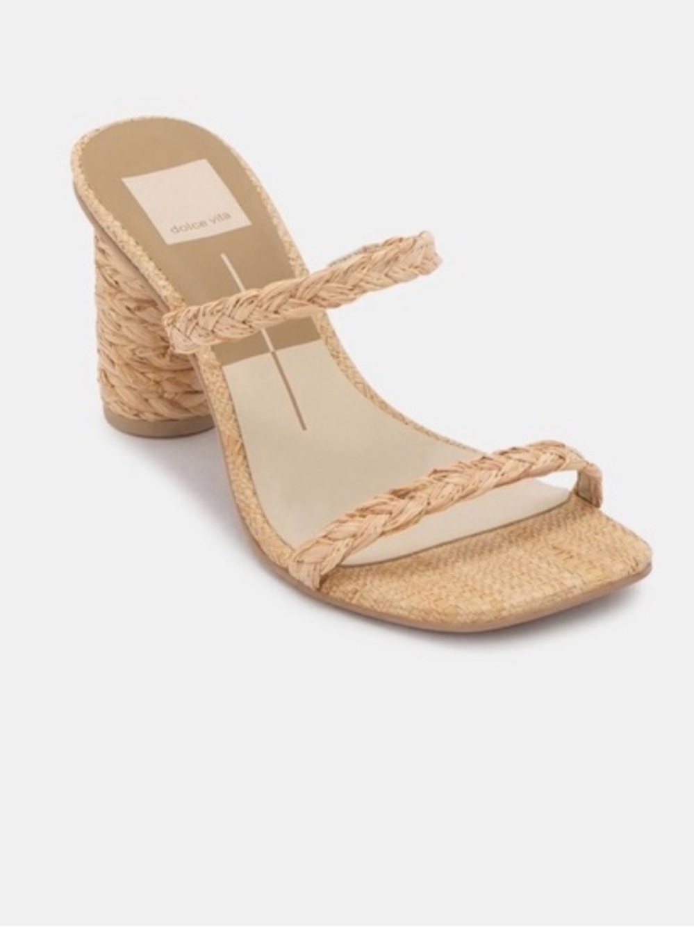 Dolce Vita Natural Braided Double-Strap Block Heel Sandal - Size 10